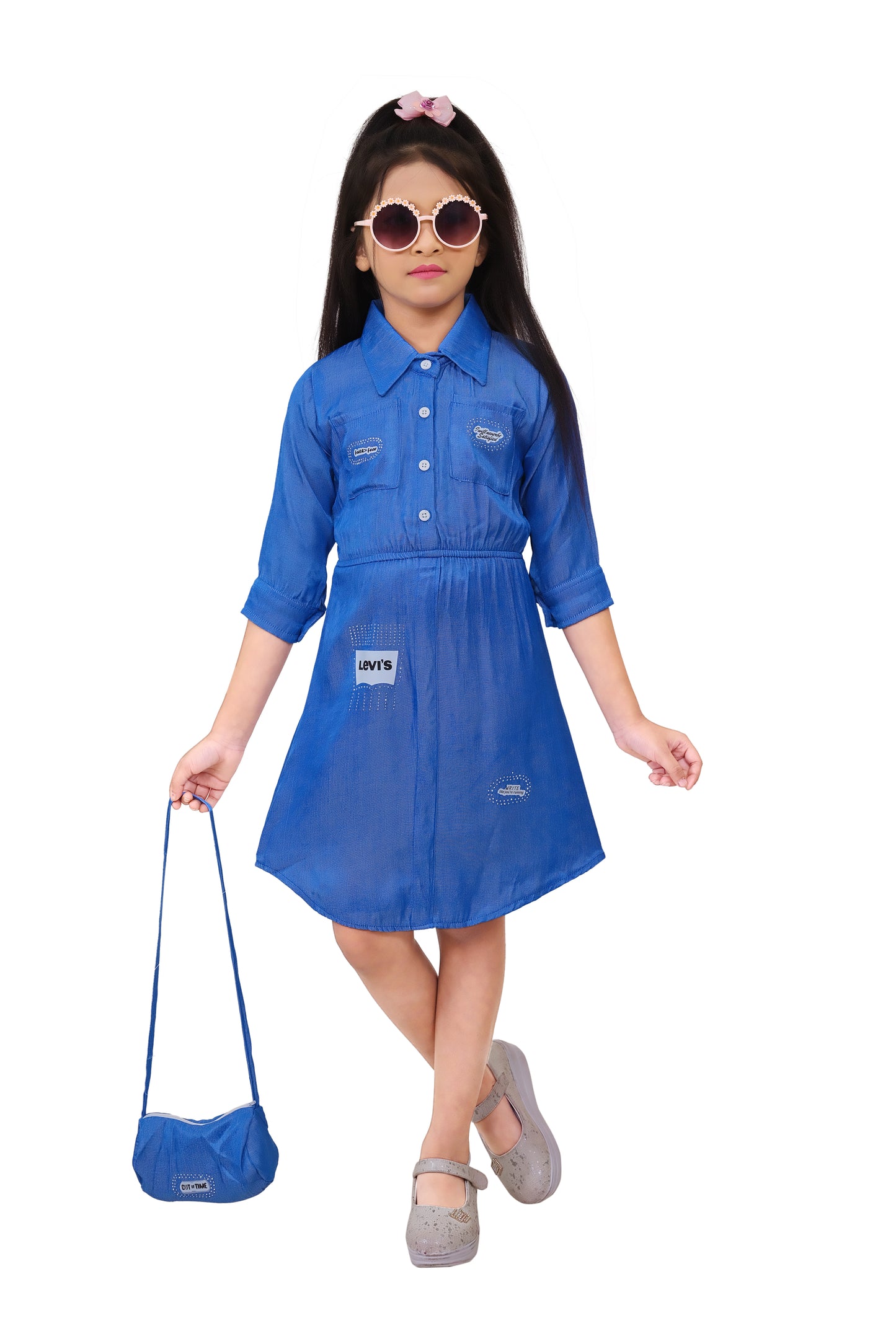 Blue Denim Frock For Girls