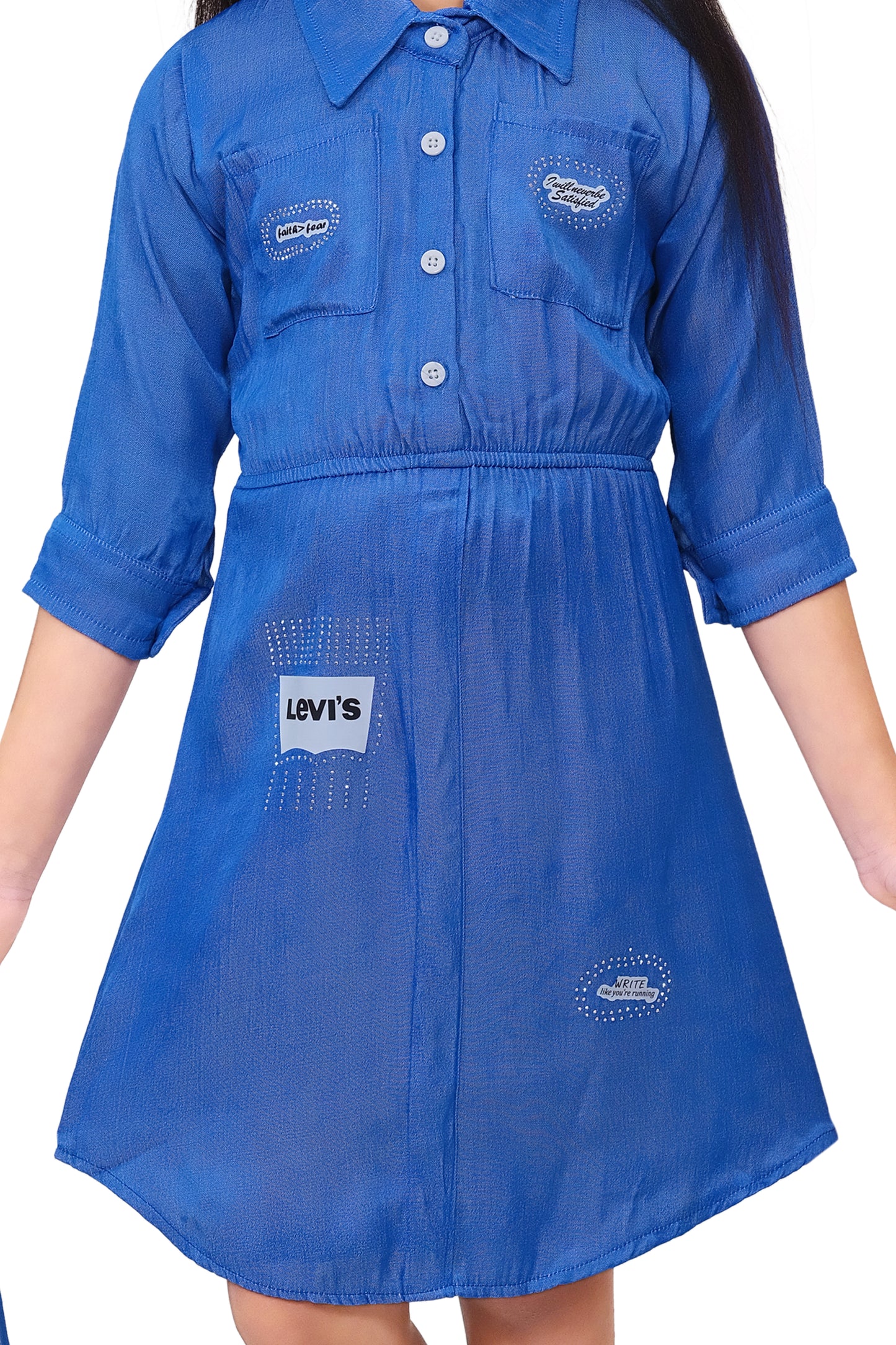 Blue Denim Frock For Girls
