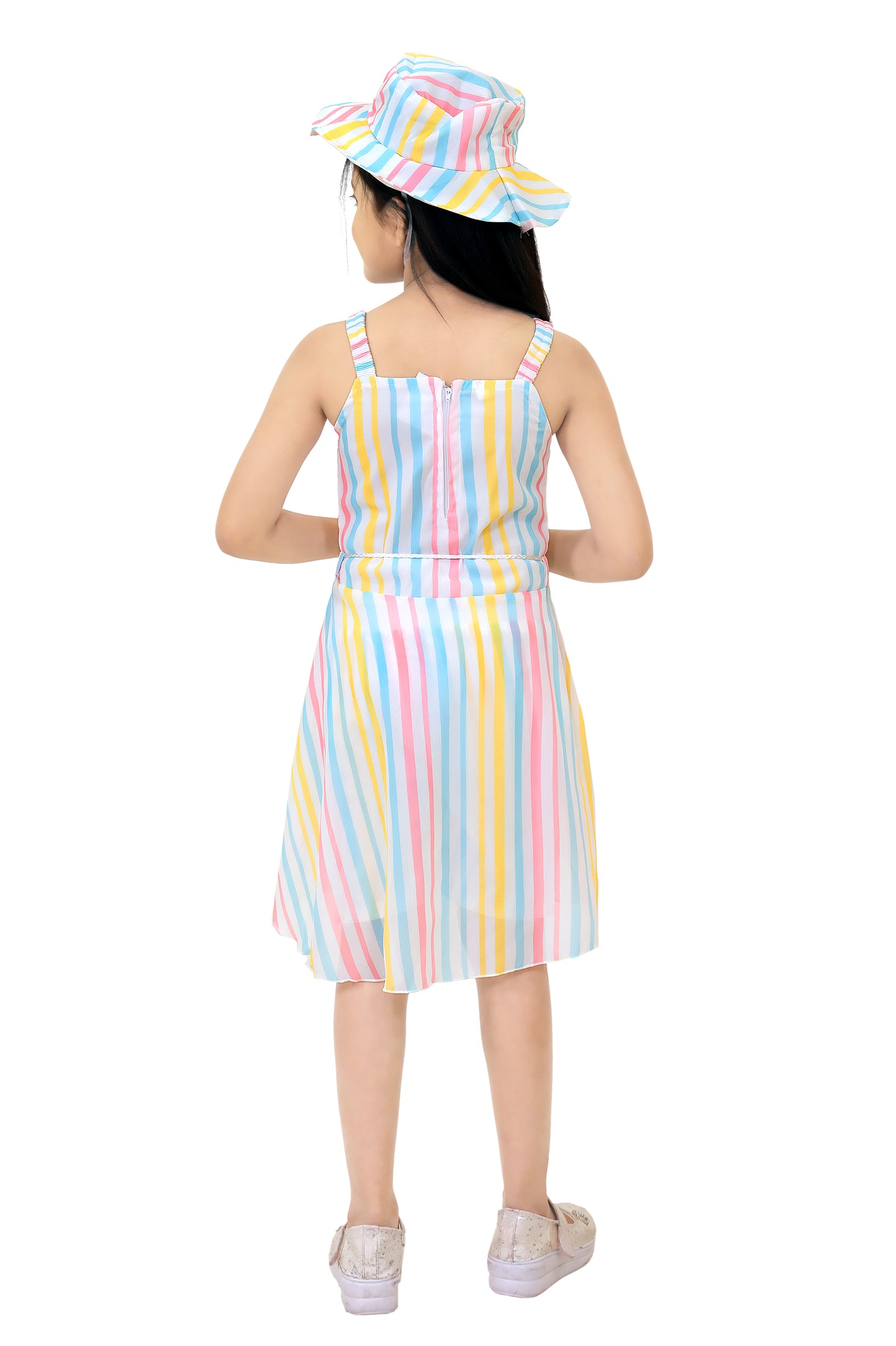 White & Multi Printed Top & Shorts For Girls