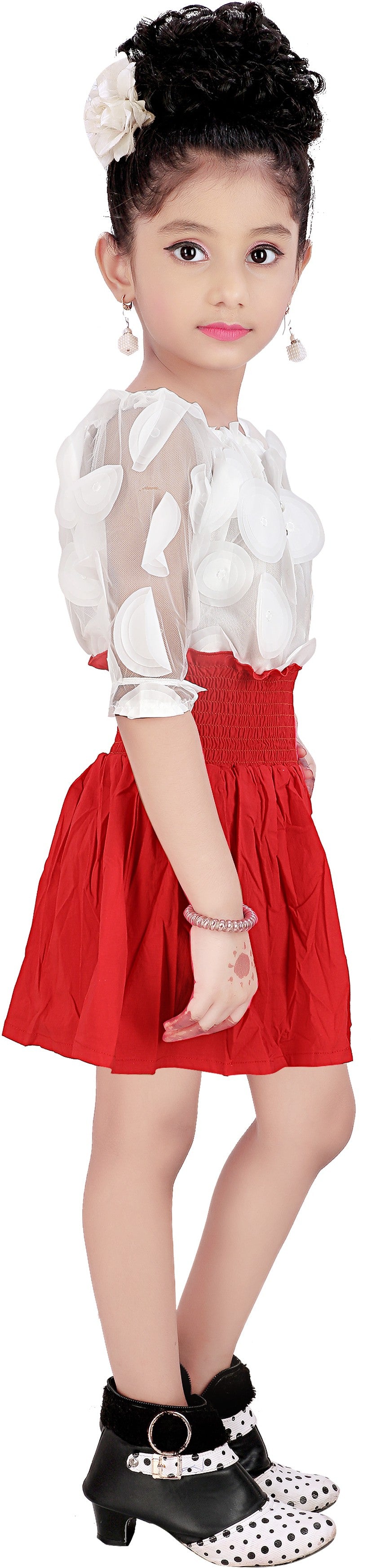 Red Viscose Rayon Dress For Girls
