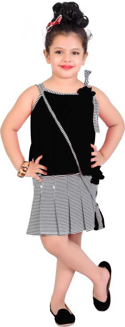 Black Georgette Kids Apparel Combo For Girls
