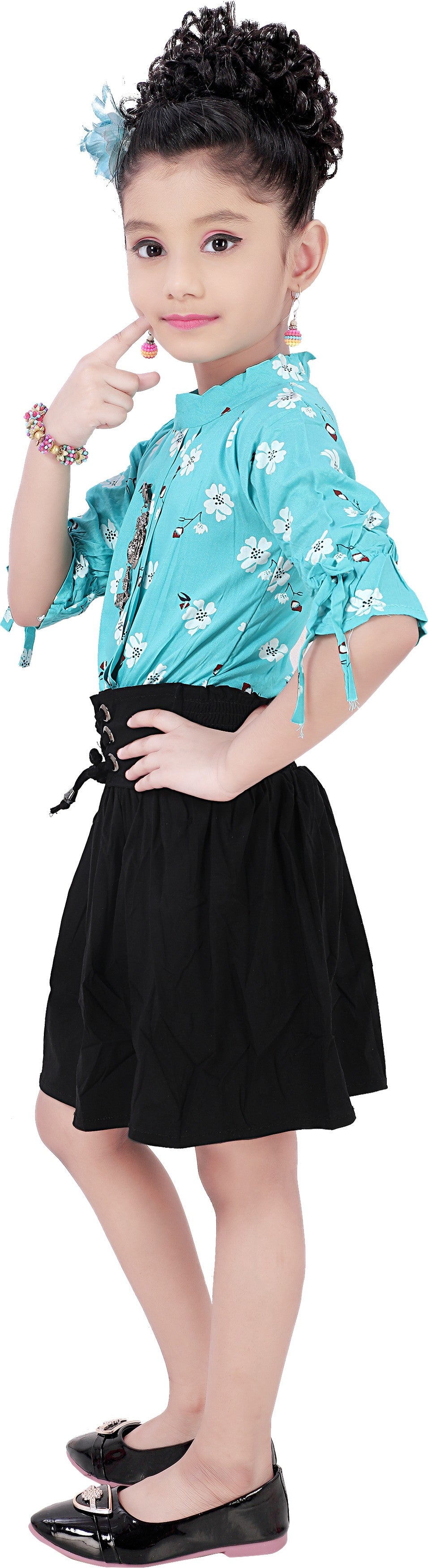 Blue Viscose Rayon Dress For Girls
