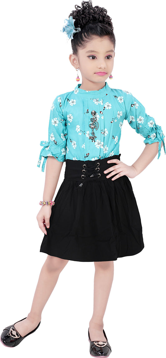 Blue Viscose Rayon Dress For Girls