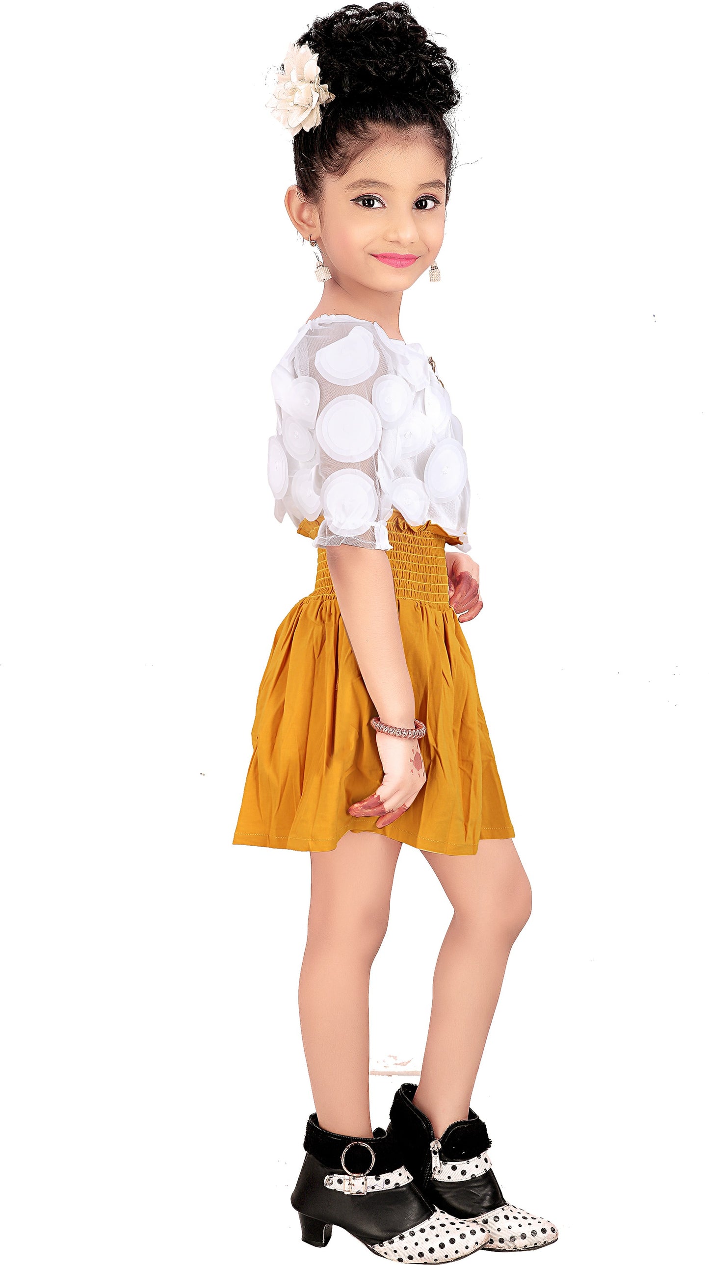 Yellow Viscose Rayon Dress For Girls