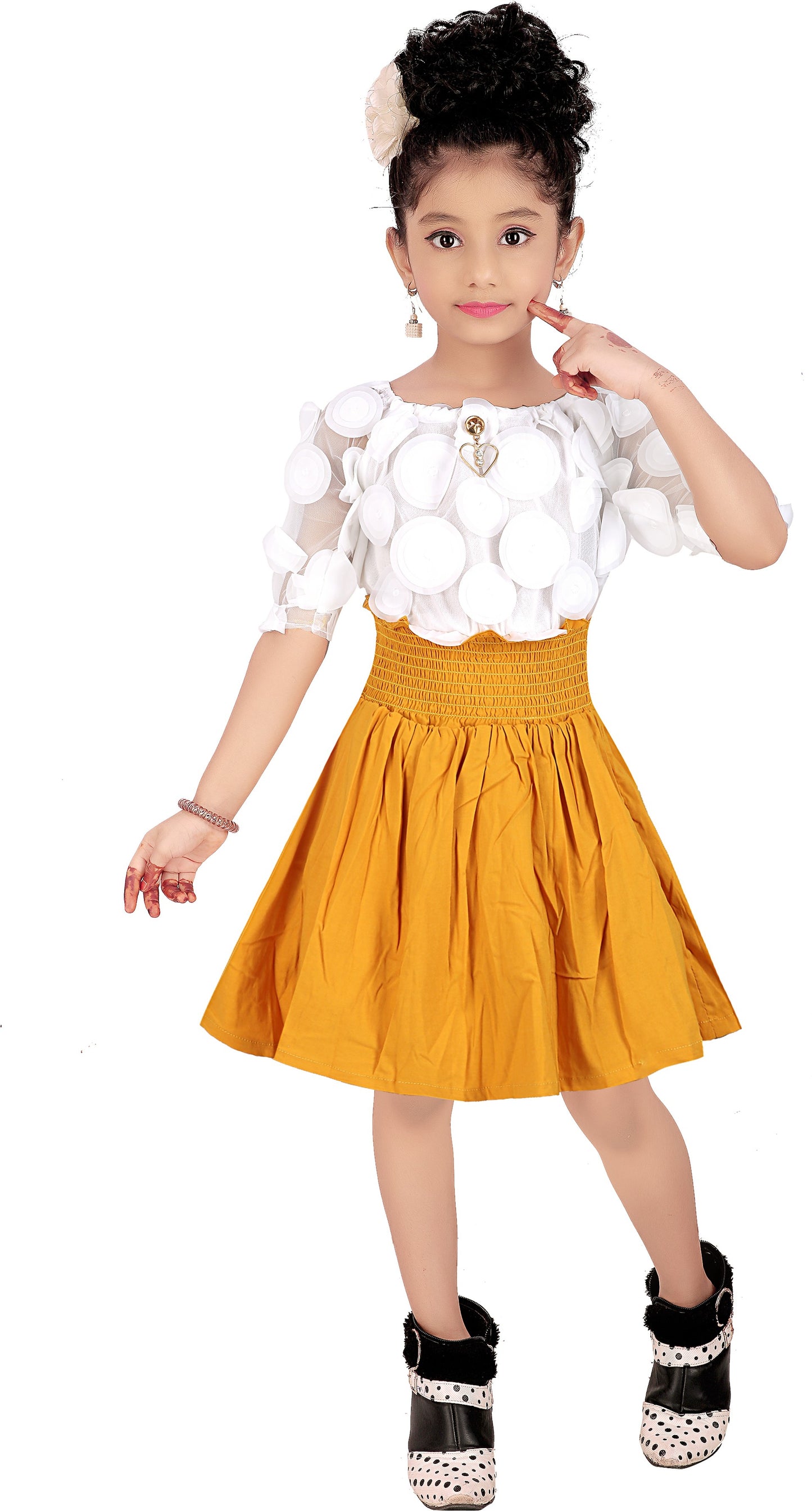 Yellow Viscose Rayon Dress For Girls