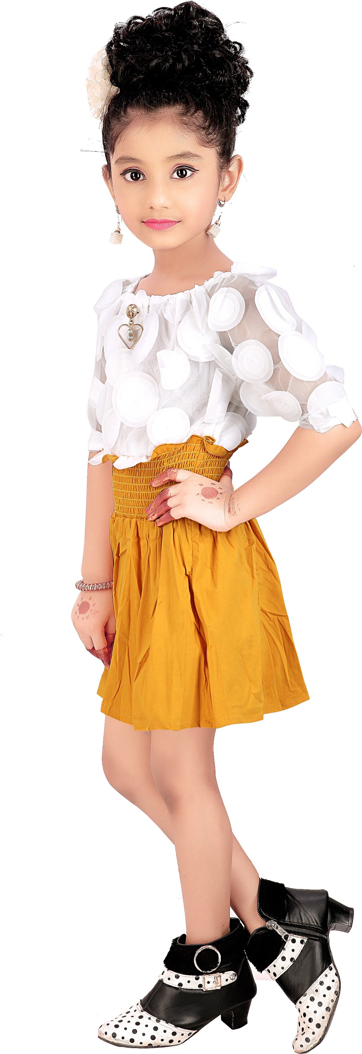 Yellow Viscose Rayon Dress For Girls