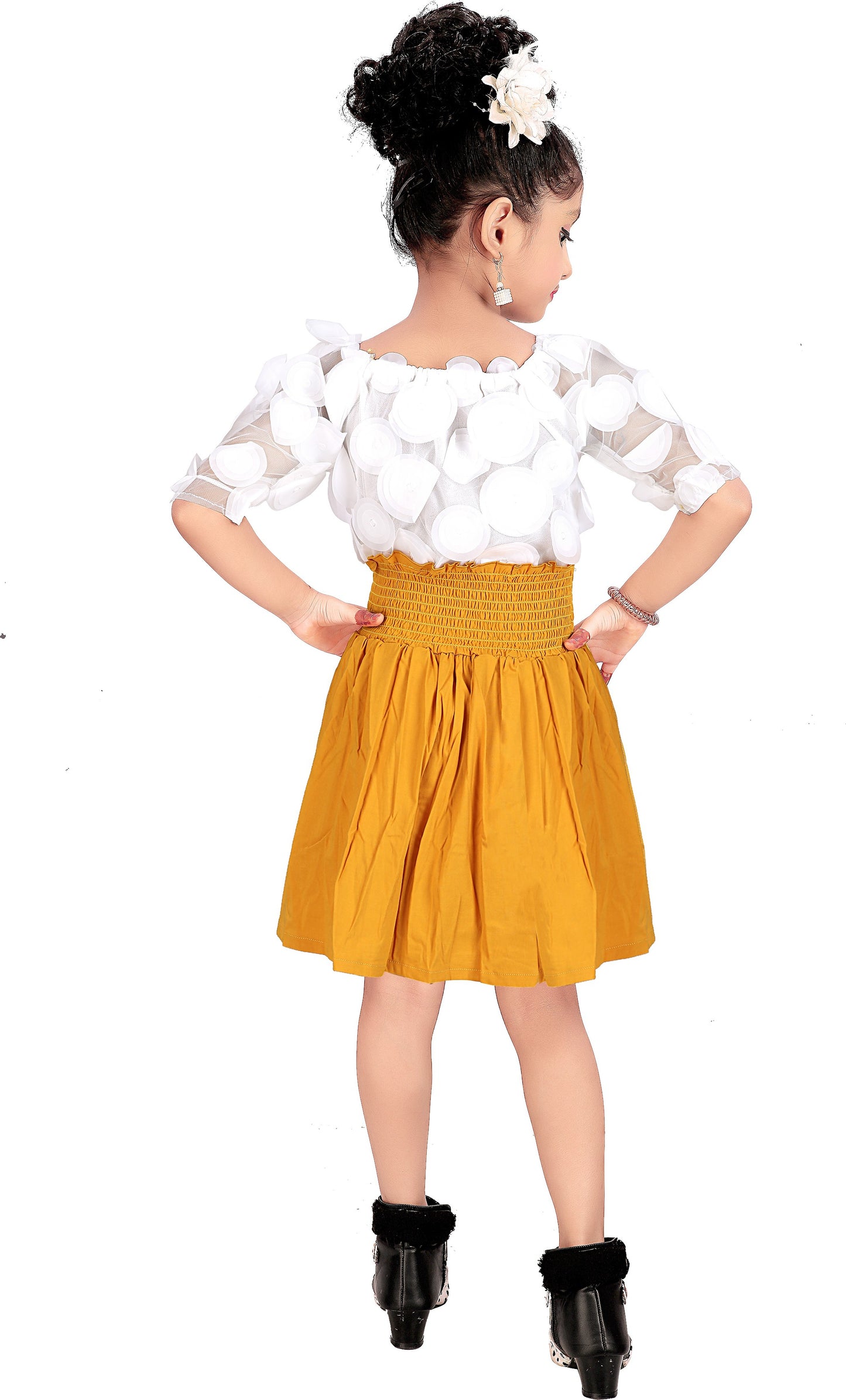 Yellow Viscose Rayon Dress For Girls
