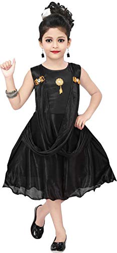 Black Lycra Blend Dress For Girls