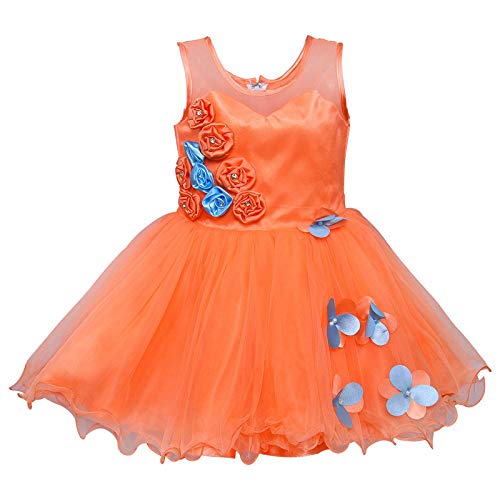 Orange Net Dress For Baby Girls