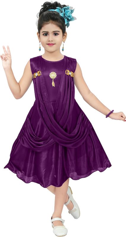 Purple Satin Dress For Baby Girls