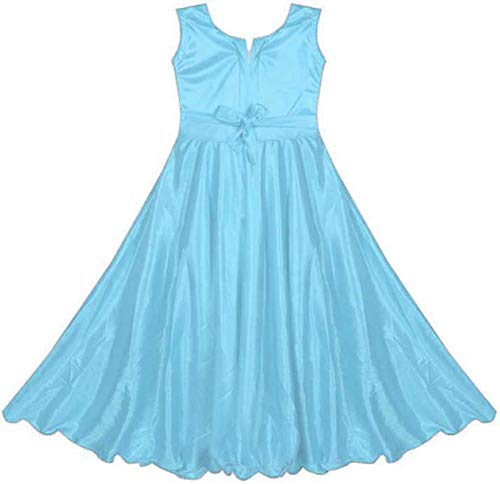 Sky Blue Satin Dress For Girls