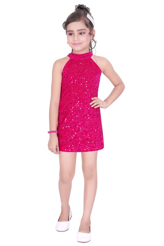 Pink Velvet Dress For Baby Girls