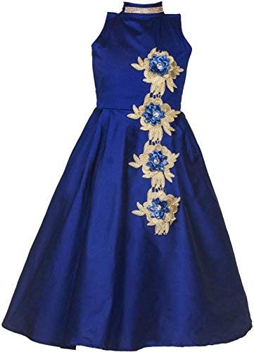 Blue Cotton Blend Dress For Girls