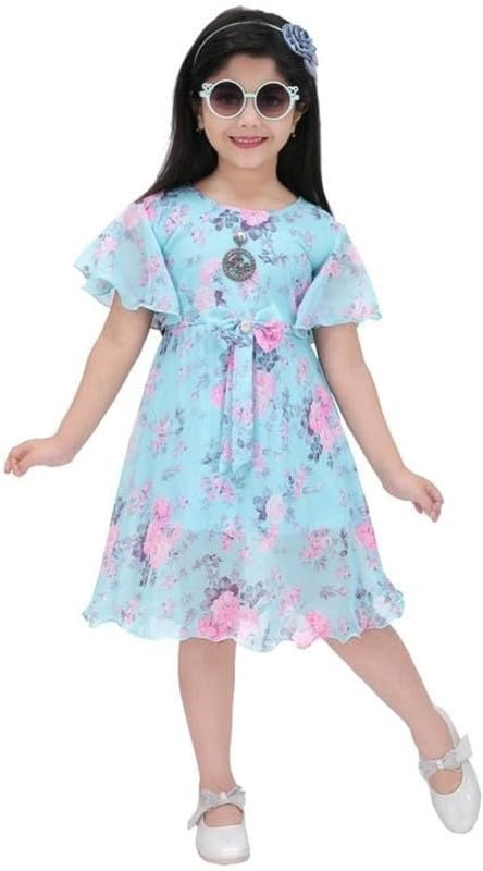 Blue Georgette Dress For Baby Girls