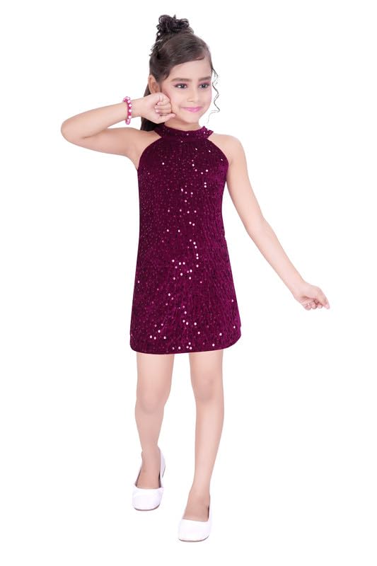 Purple Velvet Dress For Baby Girls