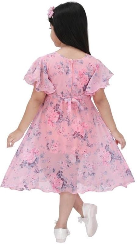 Pink Georgette Dress For Baby Girls
