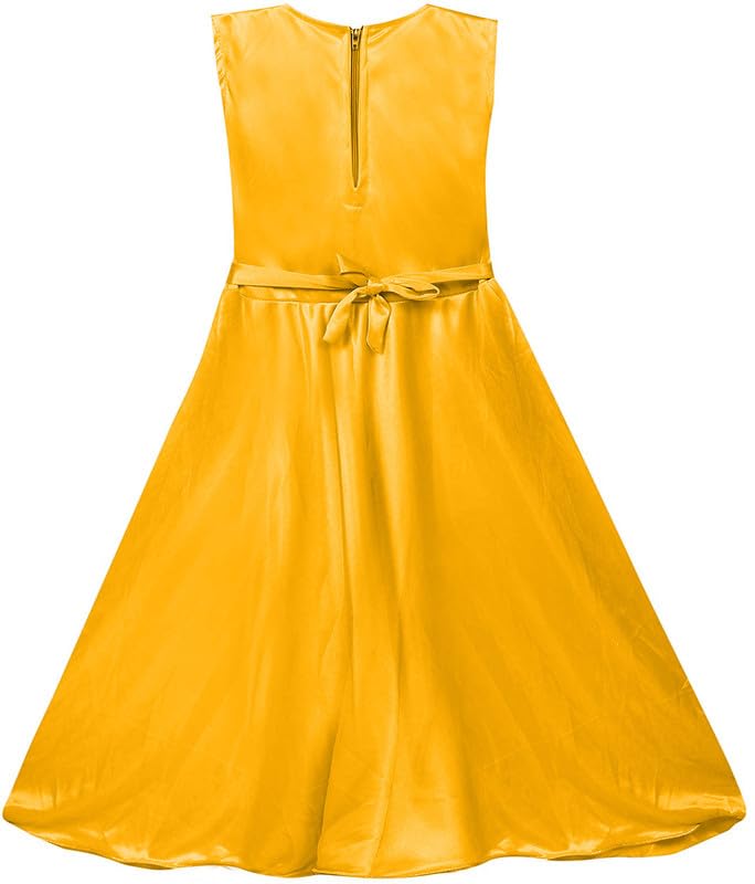 Yellow Satin Dress For Baby Girls