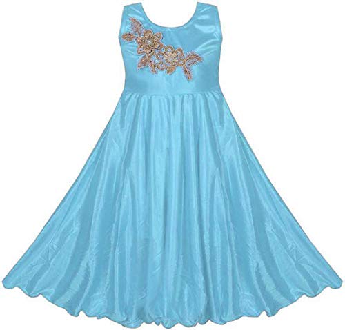 Sky Blue Satin Dress For Girls