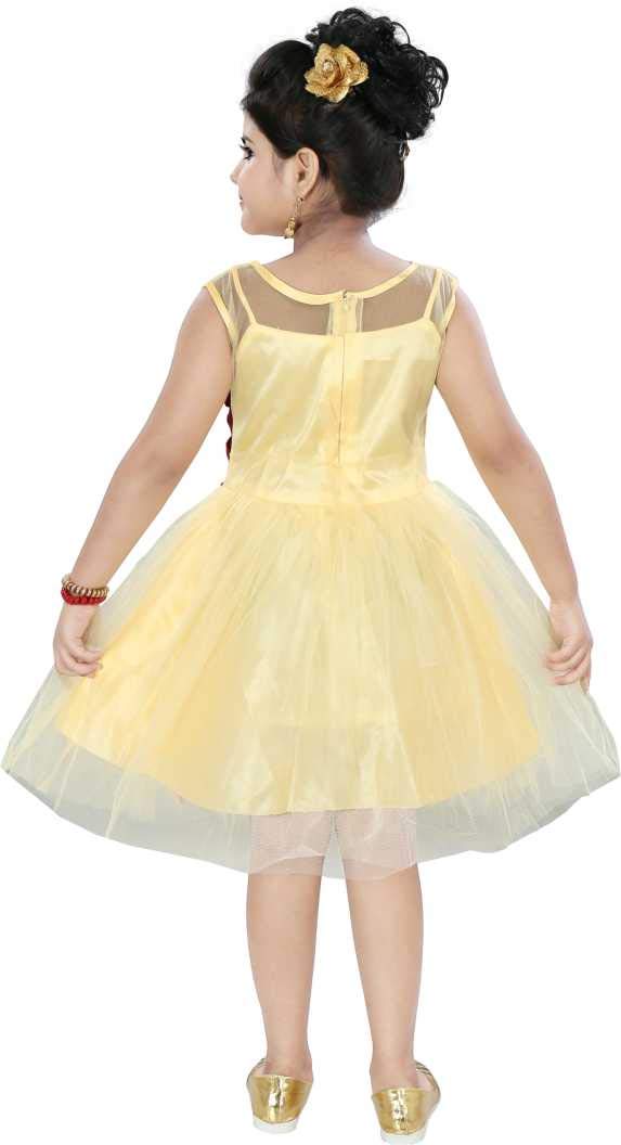 Golden Net Dress For Girls