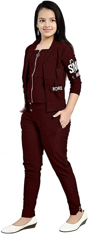 Brown Polycotton Kids Apparel Combo For Baby Girls