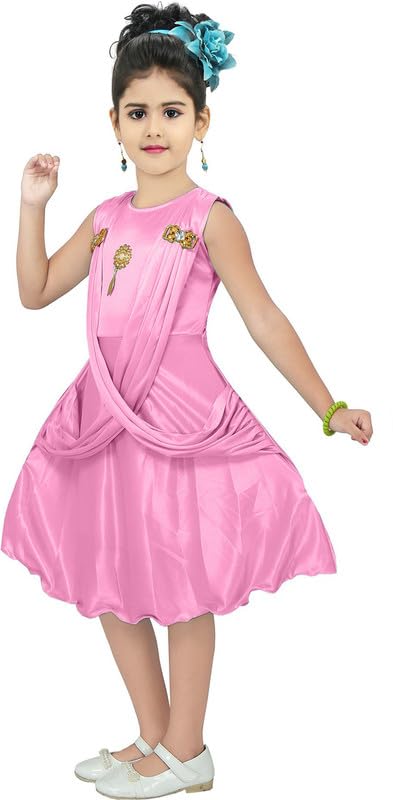 Light Pink Satin Dress For Baby Girls