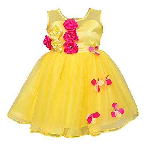Yellow Net Dress For Girls