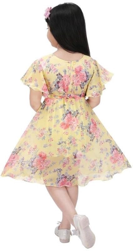 Yellow Georgette Dress For Baby Girls