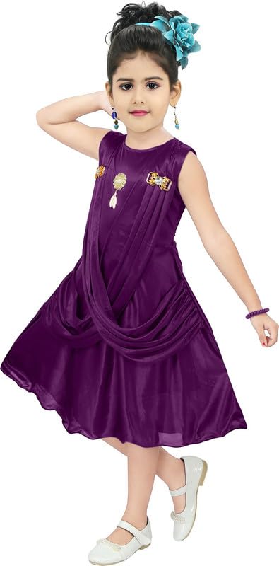 Purple Satin Dress For Baby Girls
