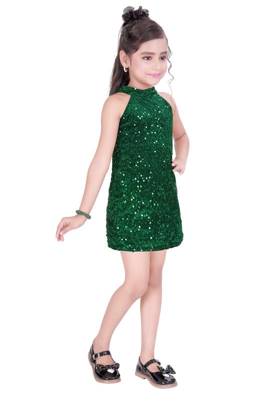 Green Velvet Dress For Baby Girls