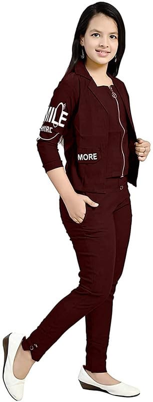 Brown Polycotton Kids Apparel Combo For Baby Girls
