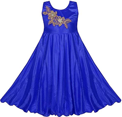 Royal Blue Satin Dress For Girls