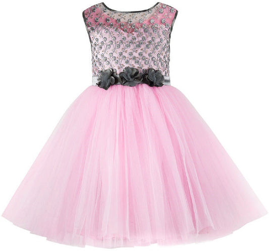 Pink Net Dress For Girls