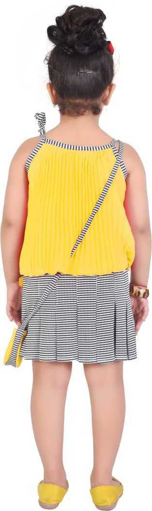 Yellow Georgette Kids Apparel Combo For Girls