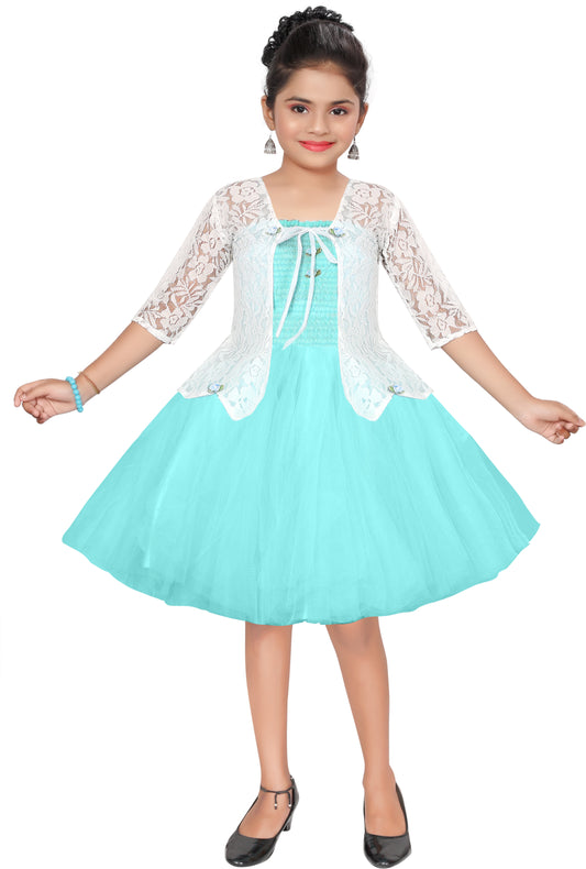 Blue Net Dress For Girls
