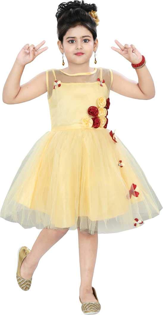 Golden Net Dress For Girls
