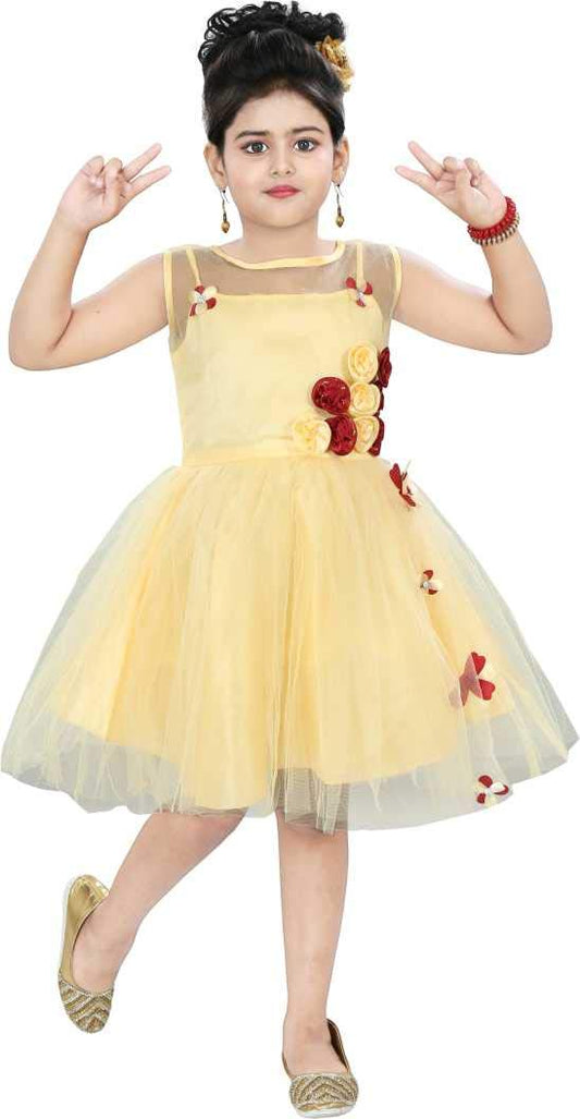 Golden Net Dress For Girls