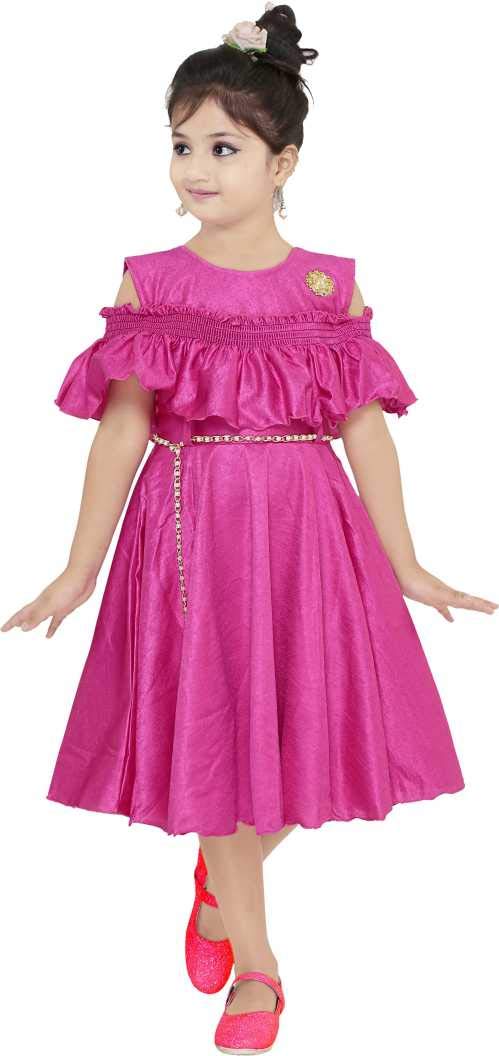 Pink Cotton Blend Dress For Girls