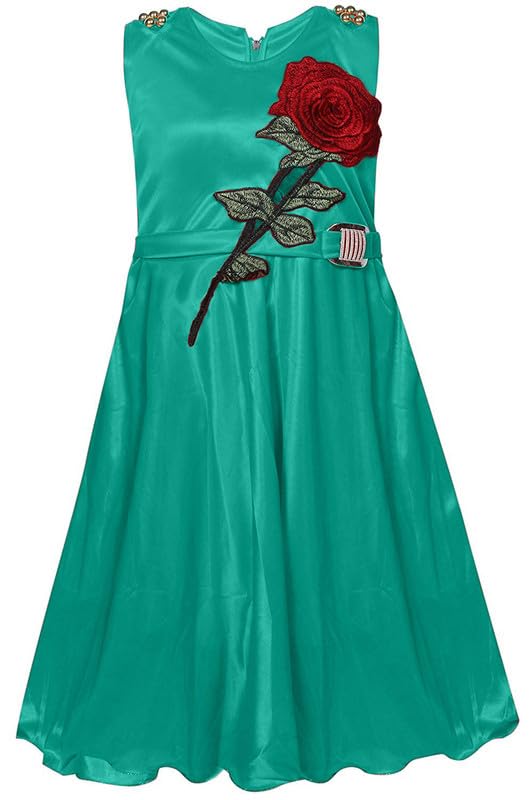 Sea Green Satin Dress For Baby Girls