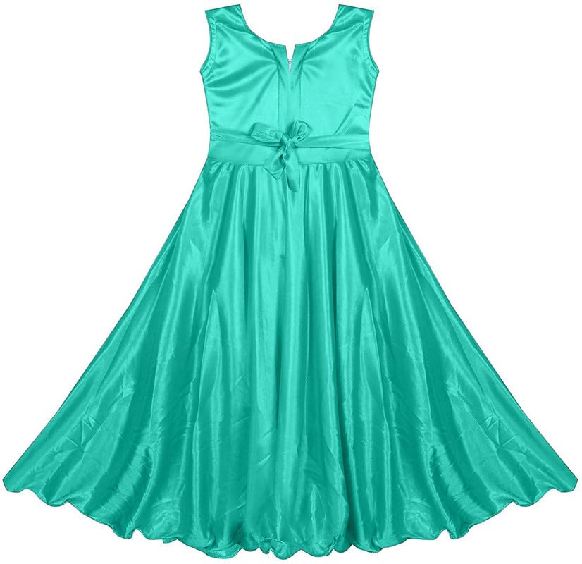 Sea Green Lycra Blend Dress For Baby Girls