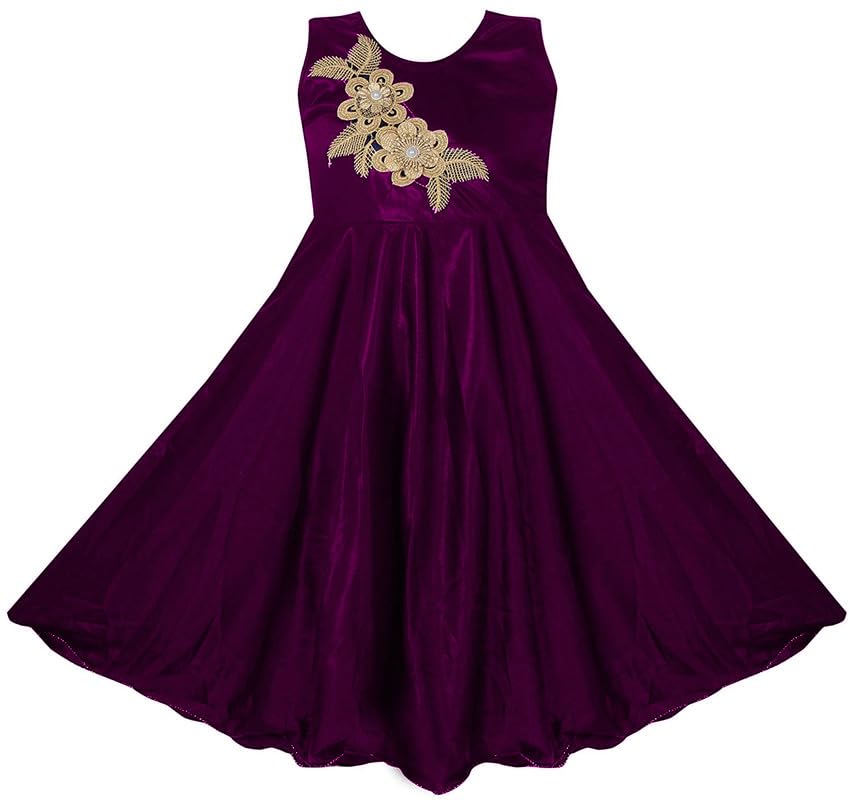 Purple Lycra Blend Dress For Baby Girls