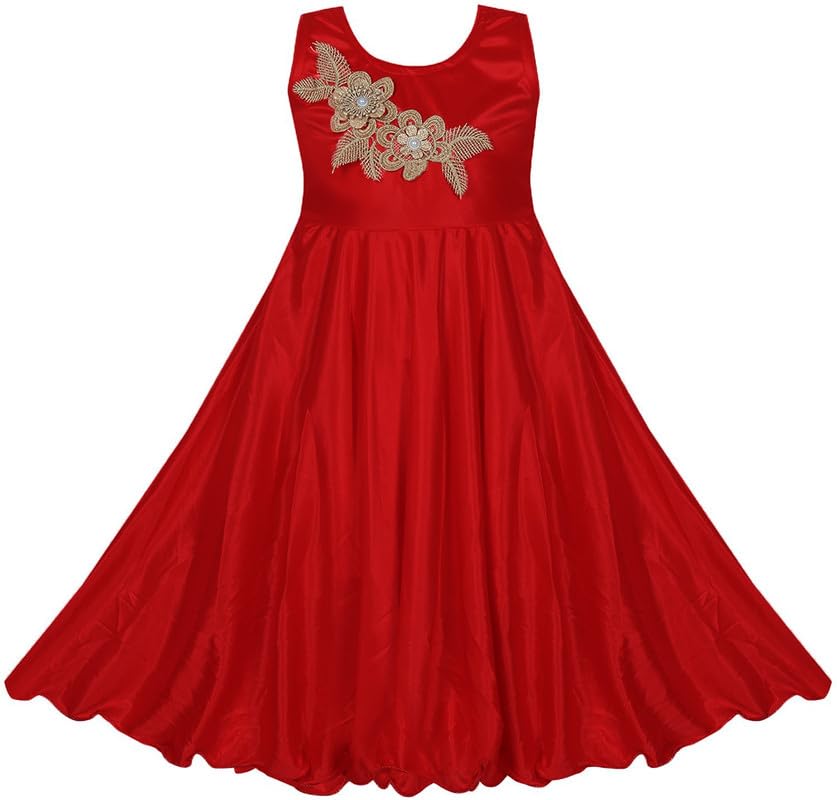 Red Lycra Blend Dress For Baby Girls
