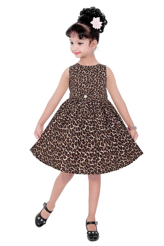 Multicolor Cotton Blend Dress For Baby Girls