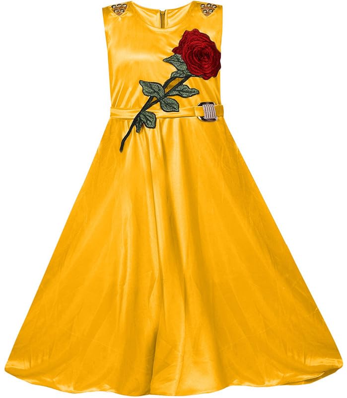 Yellow Satin Dress For Baby Girls