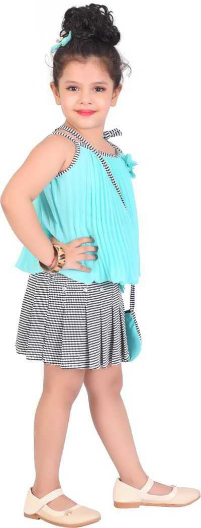 Skyblue Georgette Kids Apparel Combo For Girls