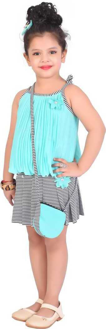 Skyblue Georgette Kids Apparel Combo For Girls