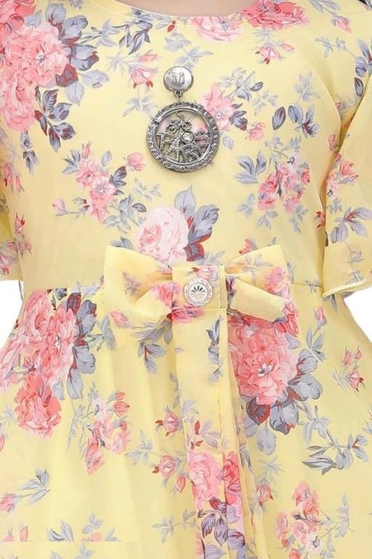 Yellow Georgette Dress For Baby Girls