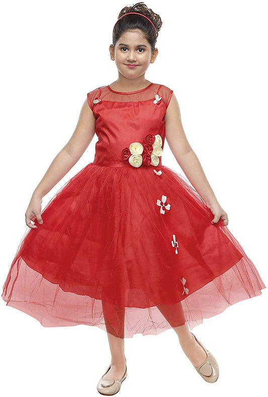 Red Net Dress For Girls