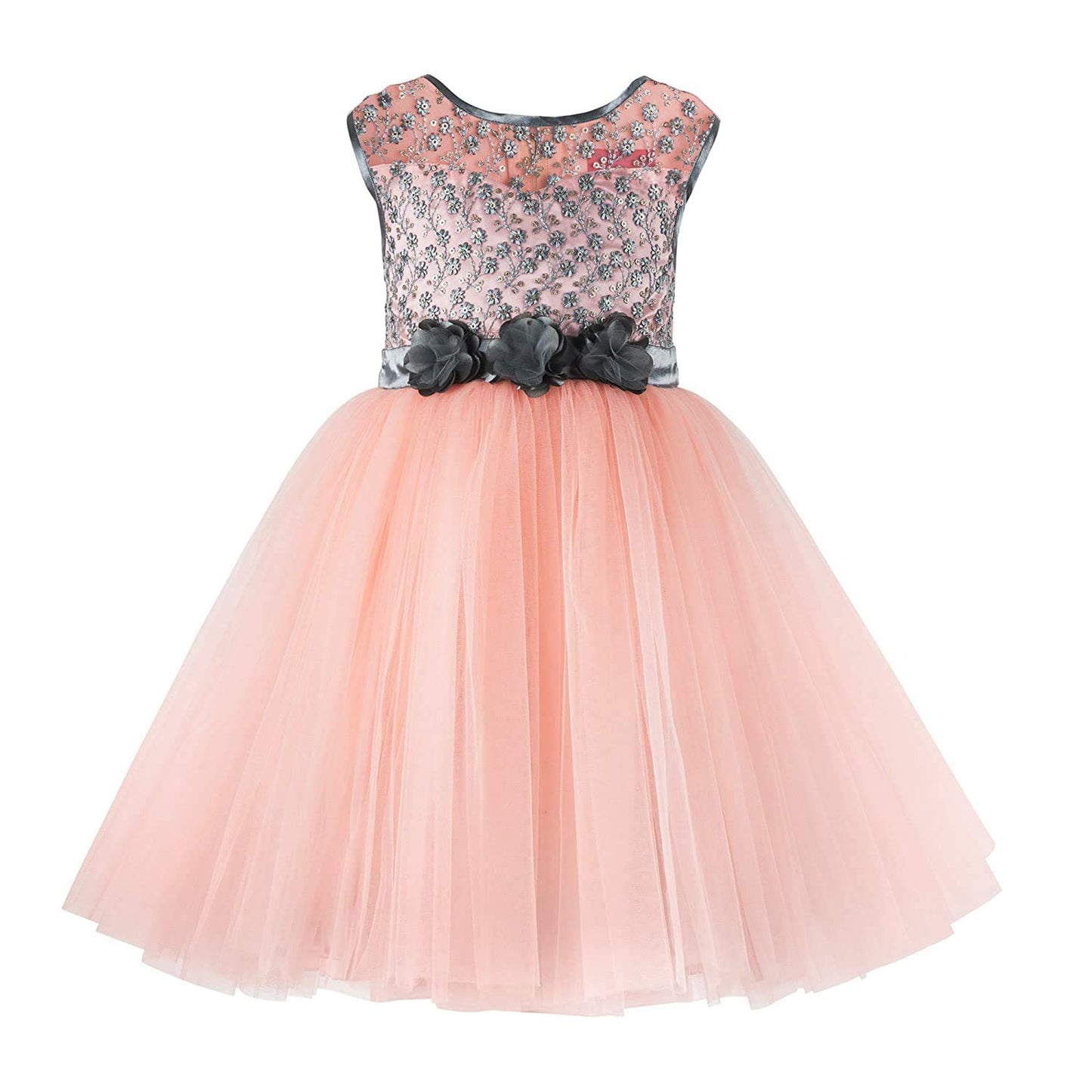 Orange Net Dress For Girls