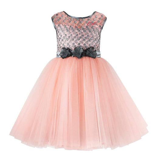 Orange Net Dress For Girls