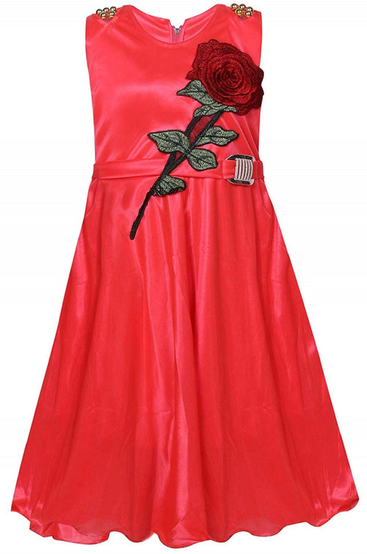 Carrot Satin Dress For Girls